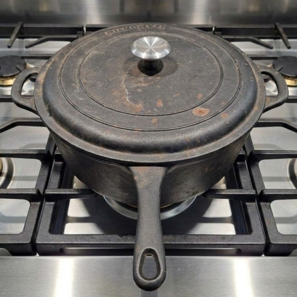 Tramontina 12.5 Inch Cast Iron Skillet with Lid Helper Handle Black Restoration